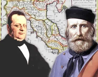 Retratos históricos de Garibaldi e Cavour